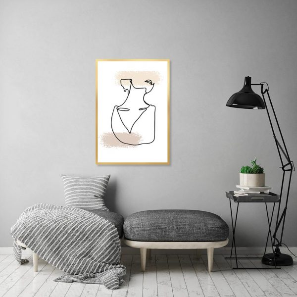 plakat kobieca szyja beżowe smugi