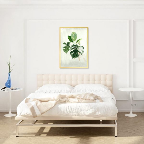 plakat z motywem roślinnym do sypialni