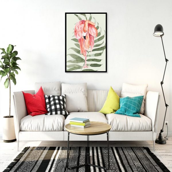 plakat z flamingiem do salonu
