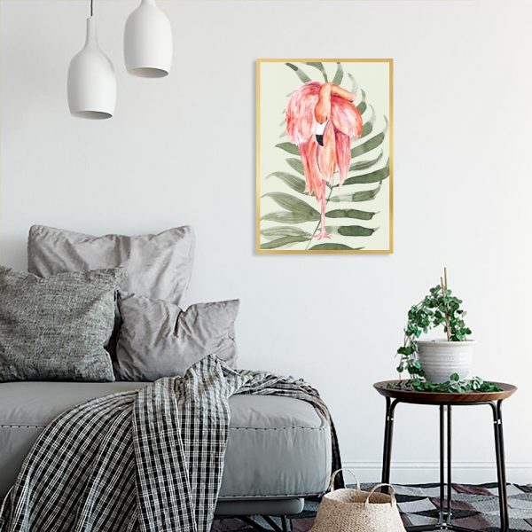 plakat z motywem flaminga do sypialni