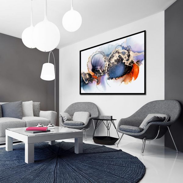 plakat w akwarelowe plamy salon