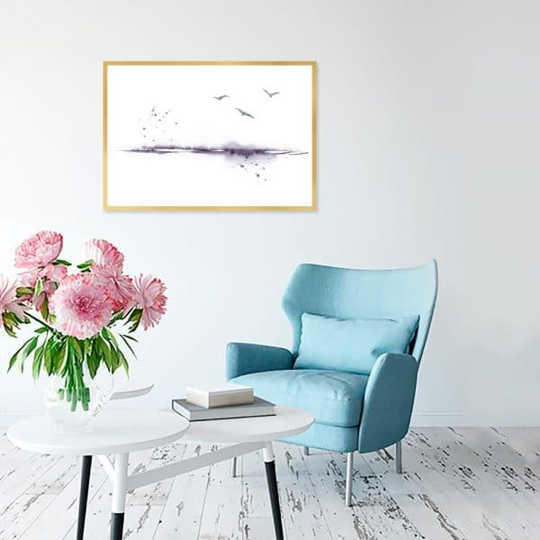 czarno-biały krajobraz na plakacie