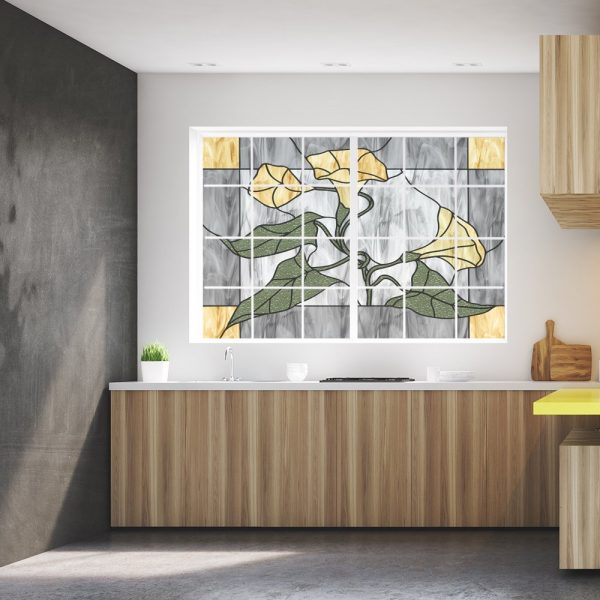 Witraż samoprzylepny kwiaty