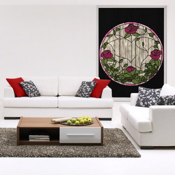 Naklejka witrażowa róże i liście