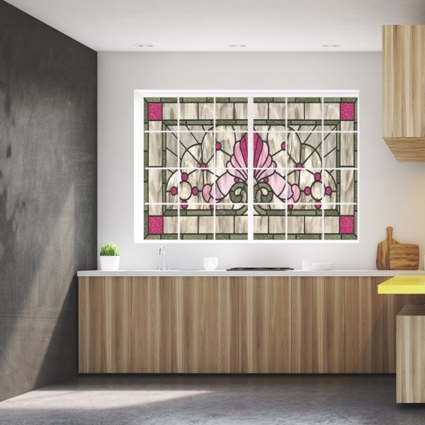 Różowa naklejka witrażowa