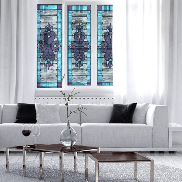 Naklejka witrażowa z niebieskim wzorem