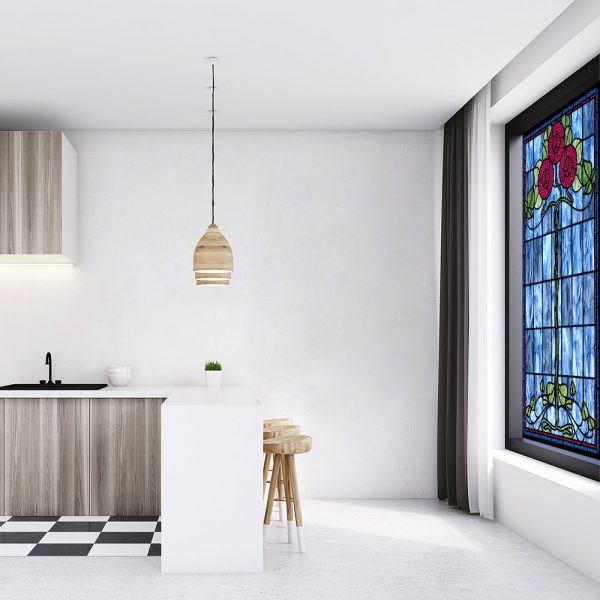 Witrażowa naklejka z motywem kwiatów