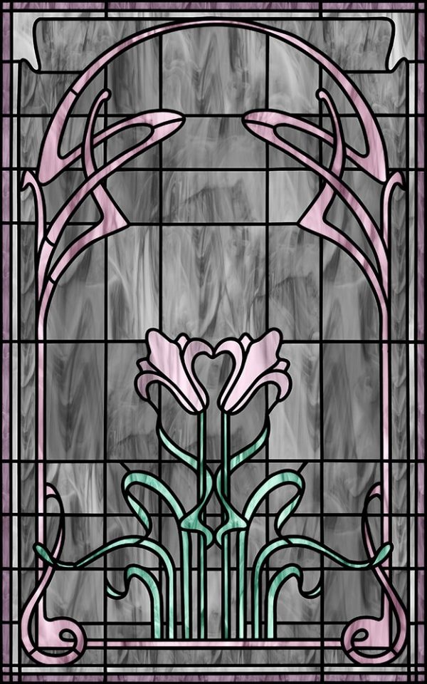 Naklejka witrażowa z liliami