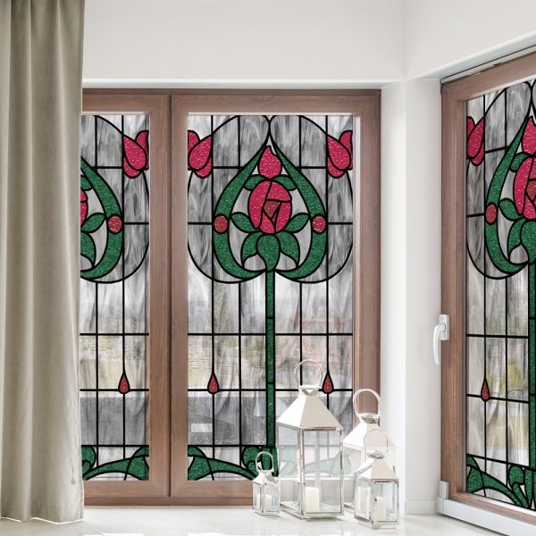 Witraż samoprzylepny z kwiatem