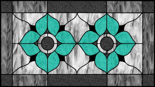 Witraż samoprzylepny z kwiatami turkusowymi