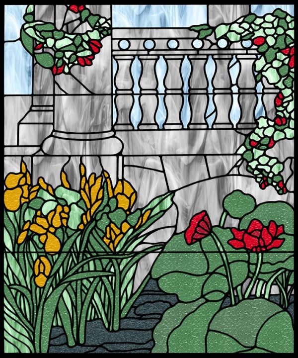 Naklejka witrażowa z motywem kwiatów