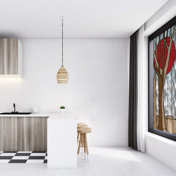 Witraż samoprzylepny czerwone słońce