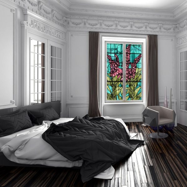 Witraż samoprzylepny z kwiatami