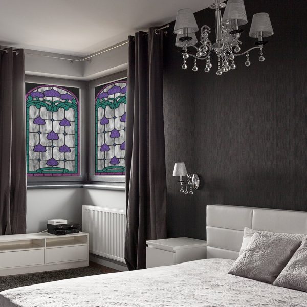 Witraż samoprzylepny z motywem kwiatów