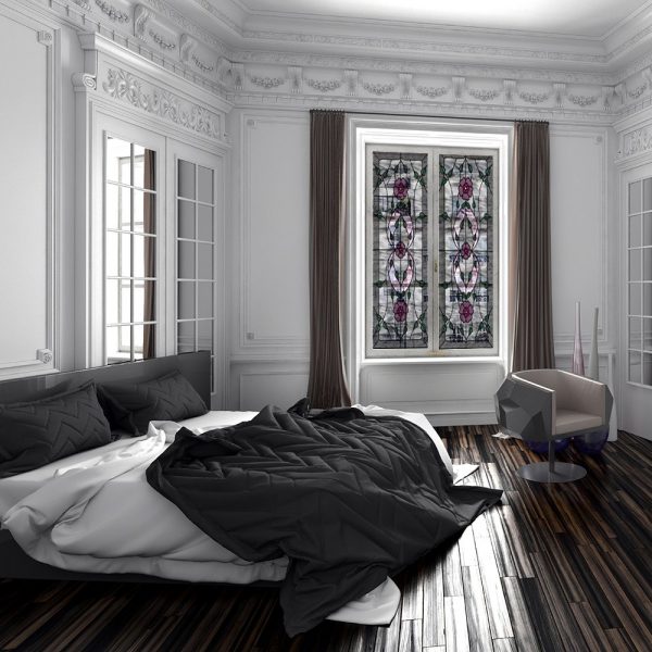 Folia witrażowa z kwiatami