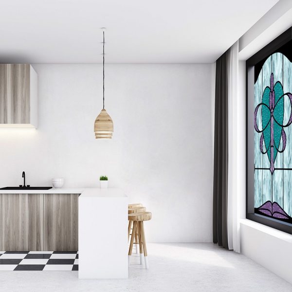 Naklejka witrażowa turkusowa