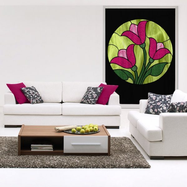 Naklejka witrażowa różowe tulipany