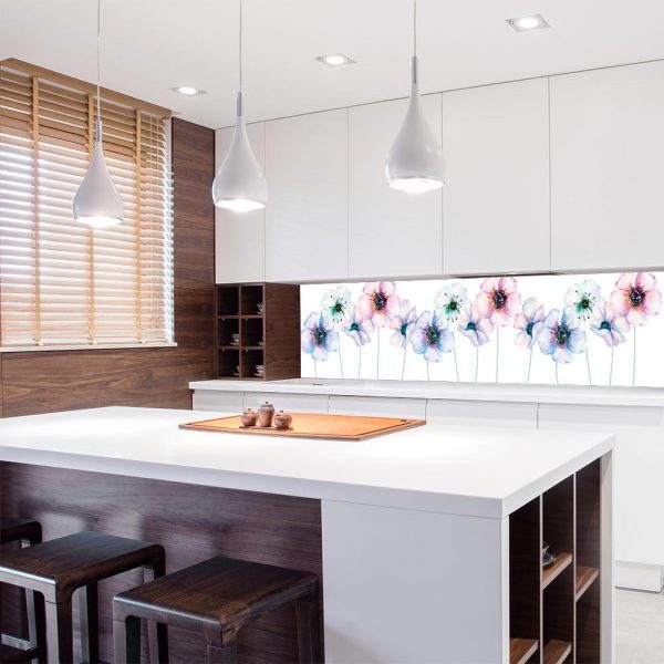 tapeta kuchenna różowo-fioletowe kwiaty