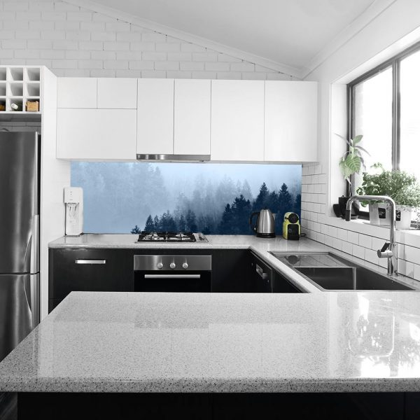 niebieska fototapeta kuchenna las