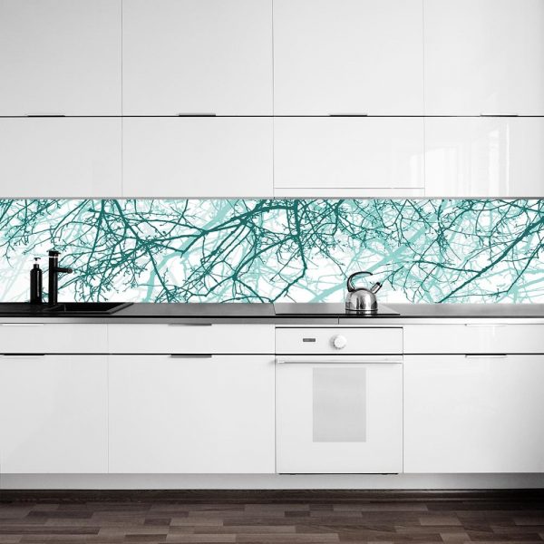 turkusowa fototapeta z gałęziami