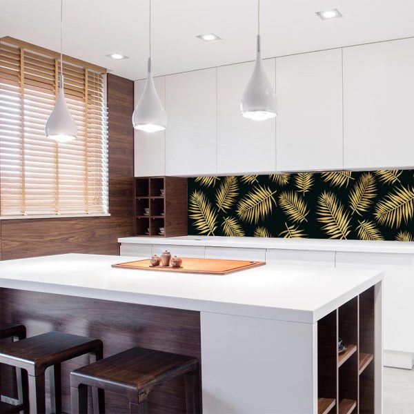 fototapeta kuchenna z żółtymi liśćmi