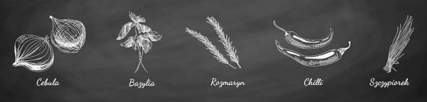 czarno-biała fototapeta kuchenna z przyprawami