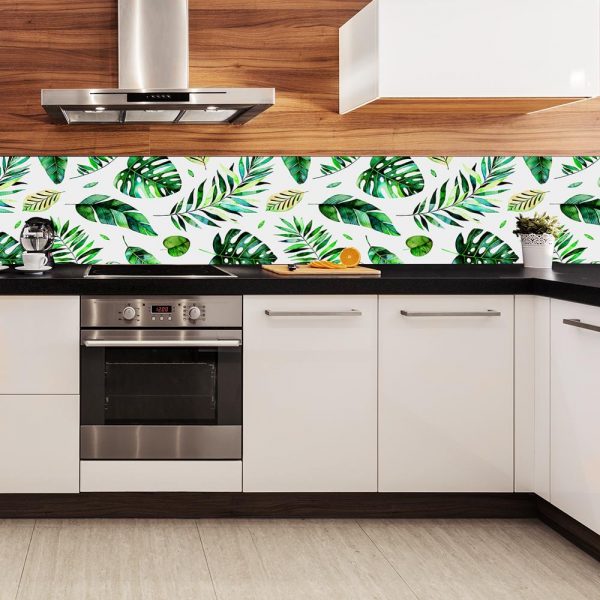 tapeta kuchenna liście tropikalne