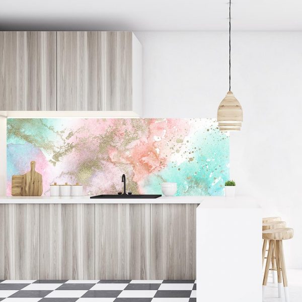 tapeta nad blat do kuchni różowa