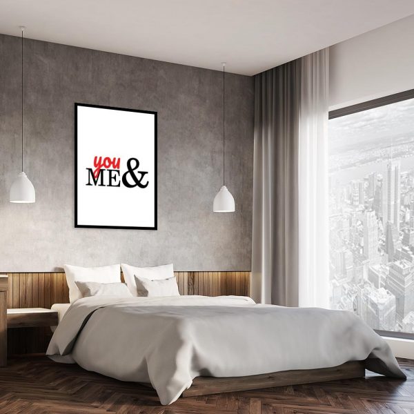 plakat you and me nad łóżko