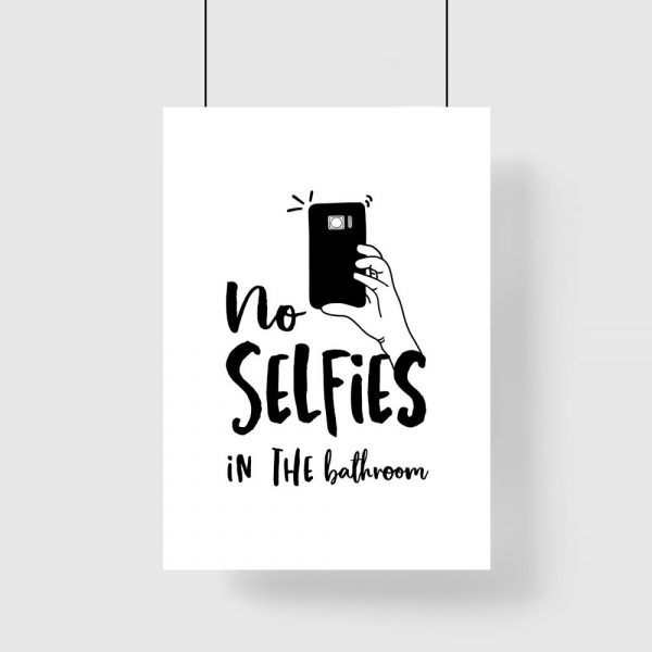plakat zakaz selfie w łazience