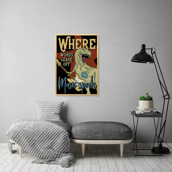 plakat retro z dinozaurem