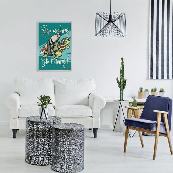 plakat retro z żółwiem