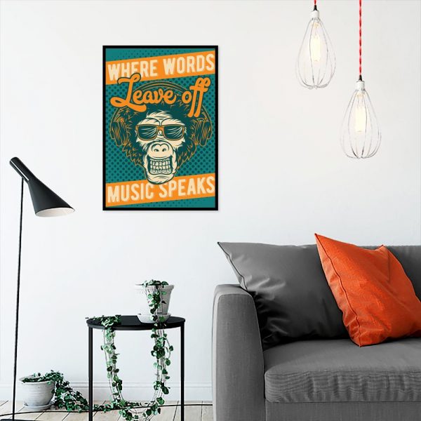 plakat z małpą w okularach