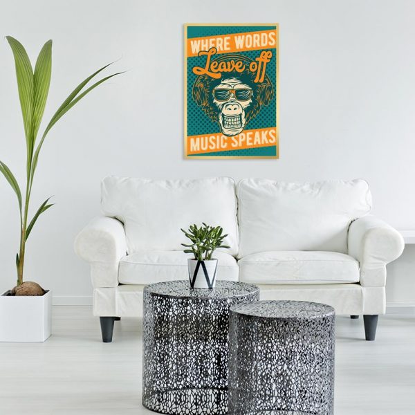 plakat małpa i napis o muzyce