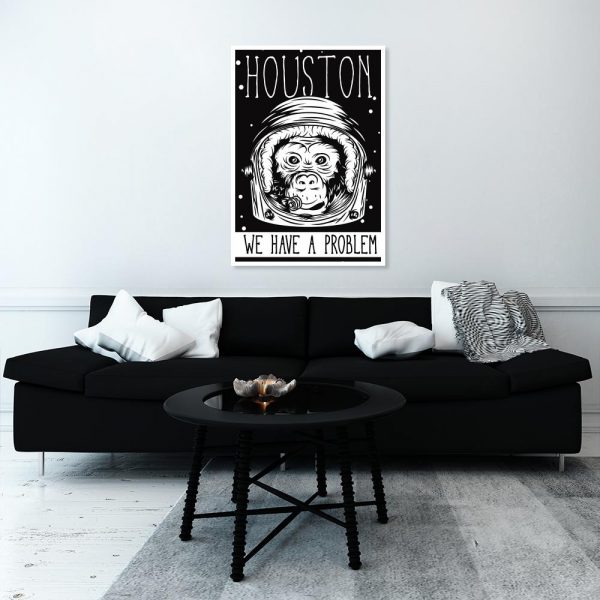 czarno-biały plakat houston we have a problem