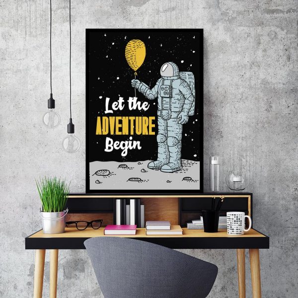 plakat z motywem astronauty