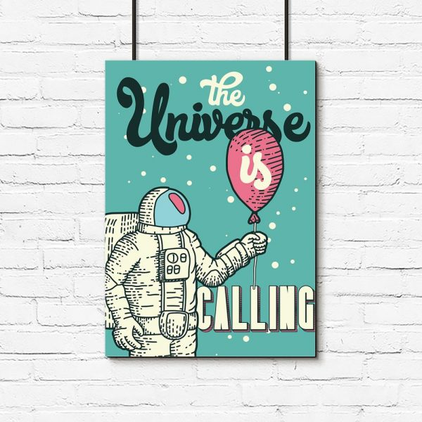 plakat astronauta z balonem