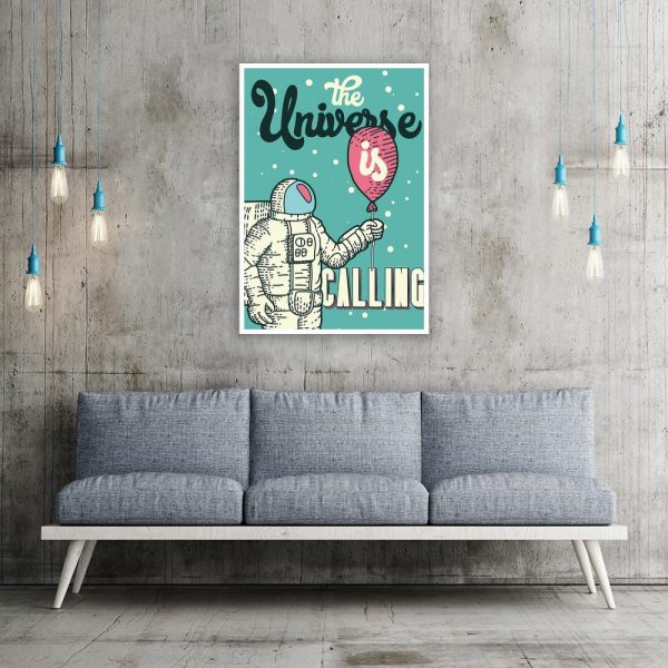 turkusowy plakat z astronautą