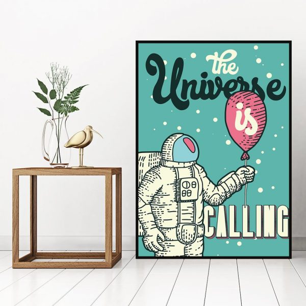 plakat z motywem astronauty