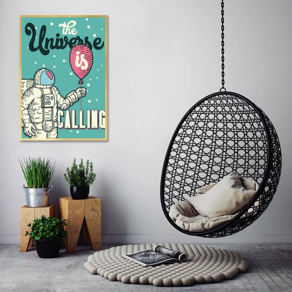 plakat retro z astronautą