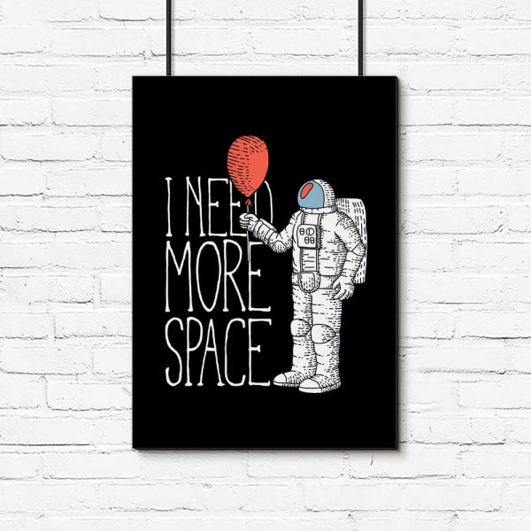 plakat z astronautom i napisem