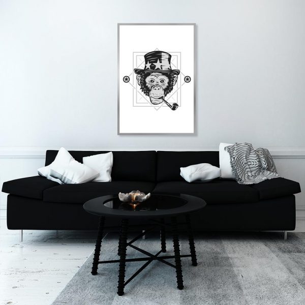 plakat z motywem małpy