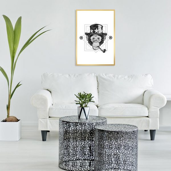 plakat na ścianę z małpą w kapeluszu