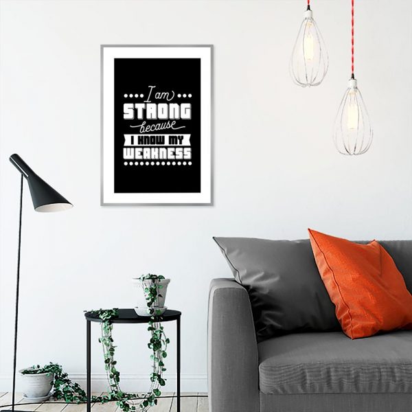 plakat z napisem po angielsku na ścianę salonu