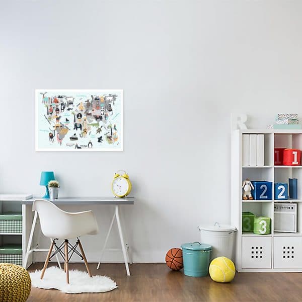 kolorowy plakat ze zwierzętami na ścianę