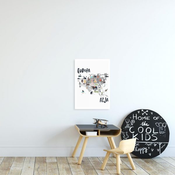 plakat z motywem mapy do pokoju dziecka