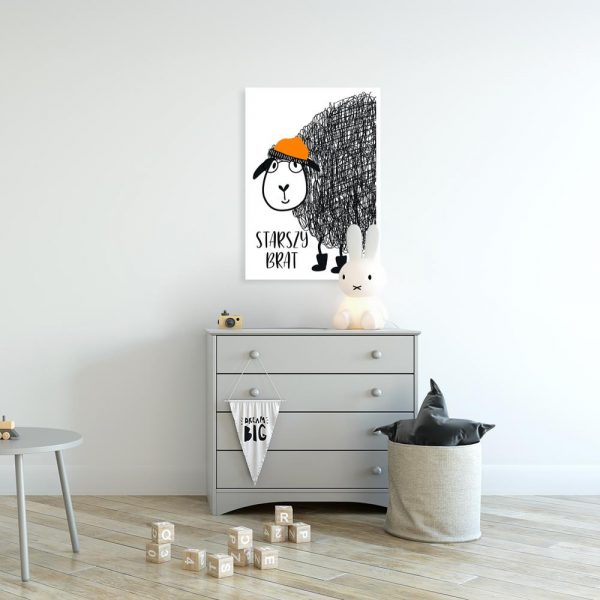 plakat z motywem owieczki i napisem na ścianę pokoju dziecka