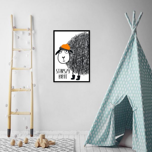 plakat z napisem i owieczką do pokoju dziecka