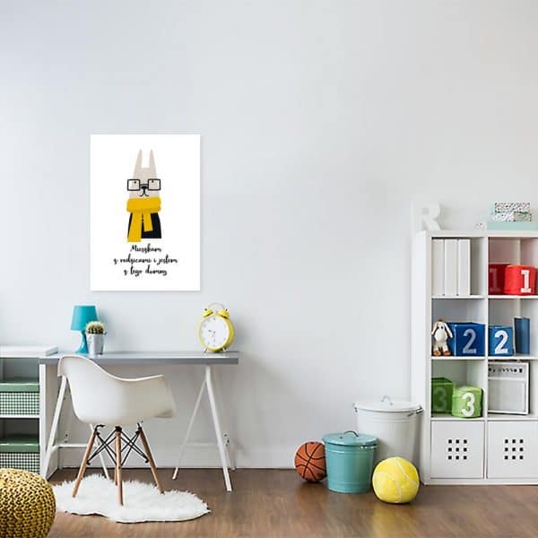 plakat z motywem królika na ścianę pokoju dziecka