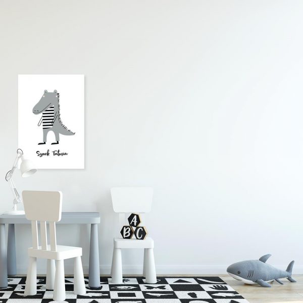 plakat z krokodylem w paski na ścianę pokoju dziecka